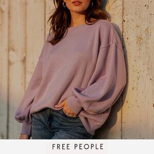 Oversized We The Free Pullover Top in Purple Heather